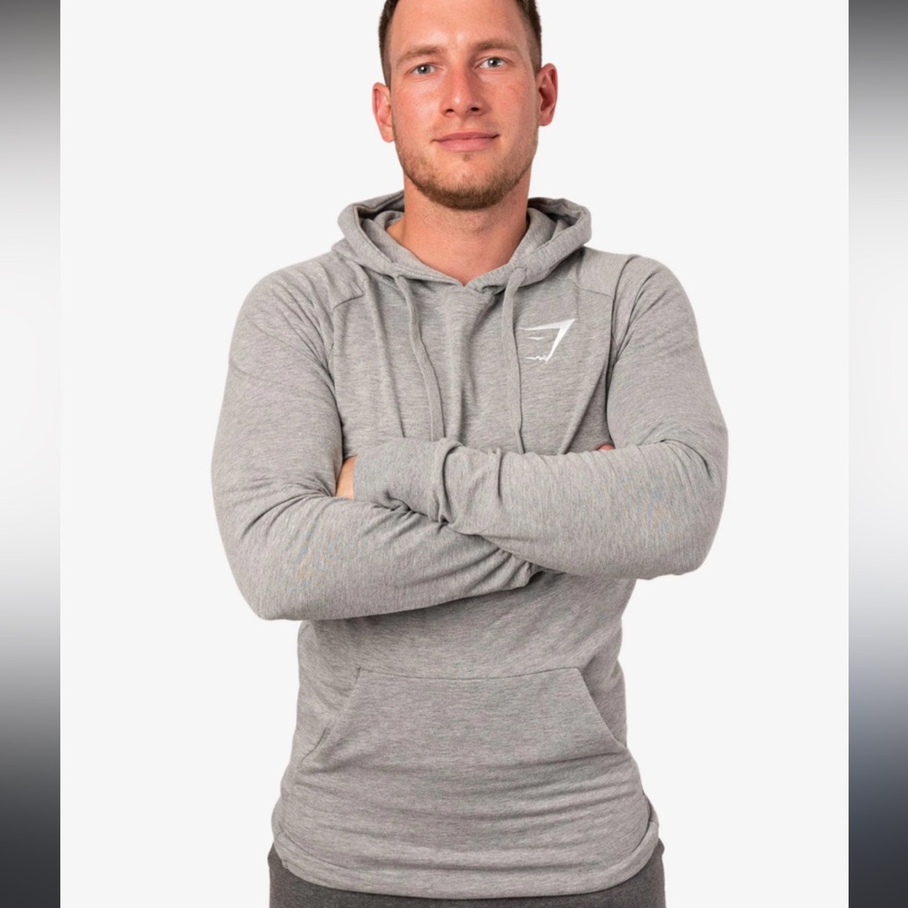 Gym Shark men’s hoodie gym sweatshirt size medium workout hoodie light gray